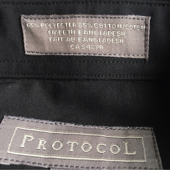 NWOT Protocol Black Dress Shirt Polyester/Cotton Blend Size 15 1/2 Sleeve 32/33 - Picture 5 of 7